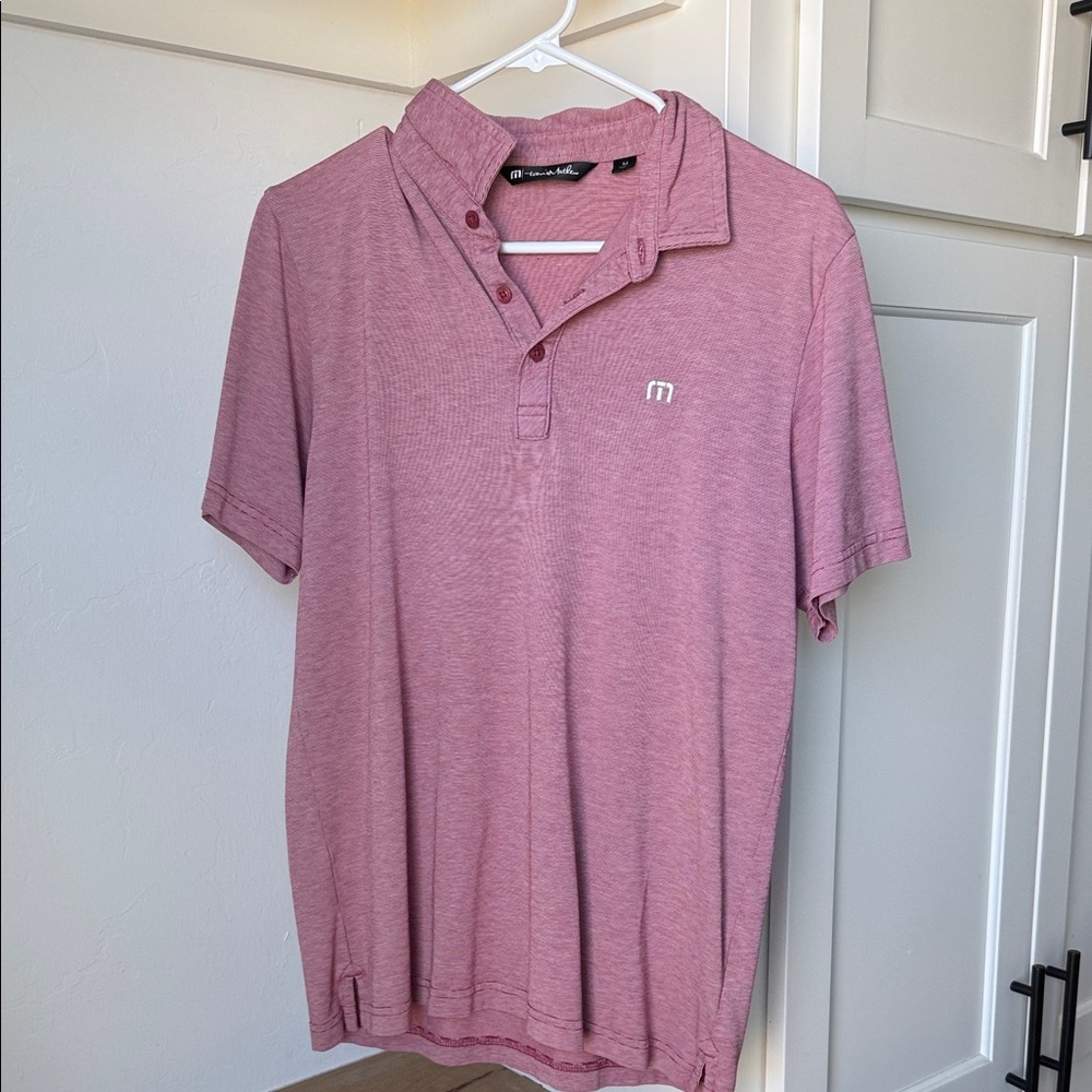Travis Mathew Heathered Red Polo Shirt - M